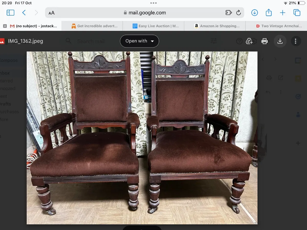 Two Vintage Armchairs - Image 1