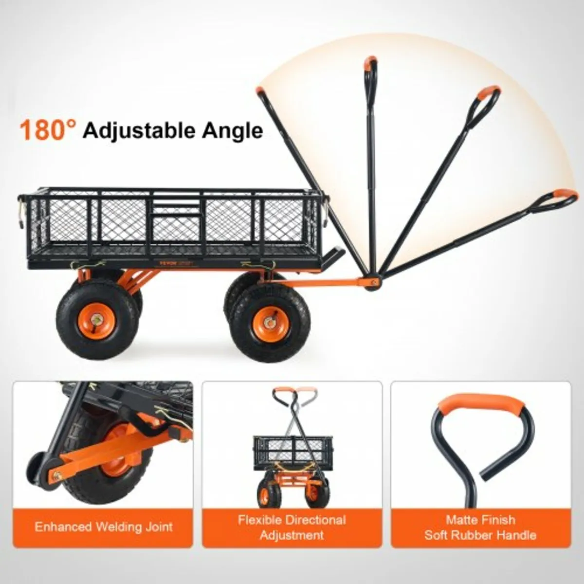Garden Dump Cart Heavy-duty Metal Yard Carts and W - Image 4