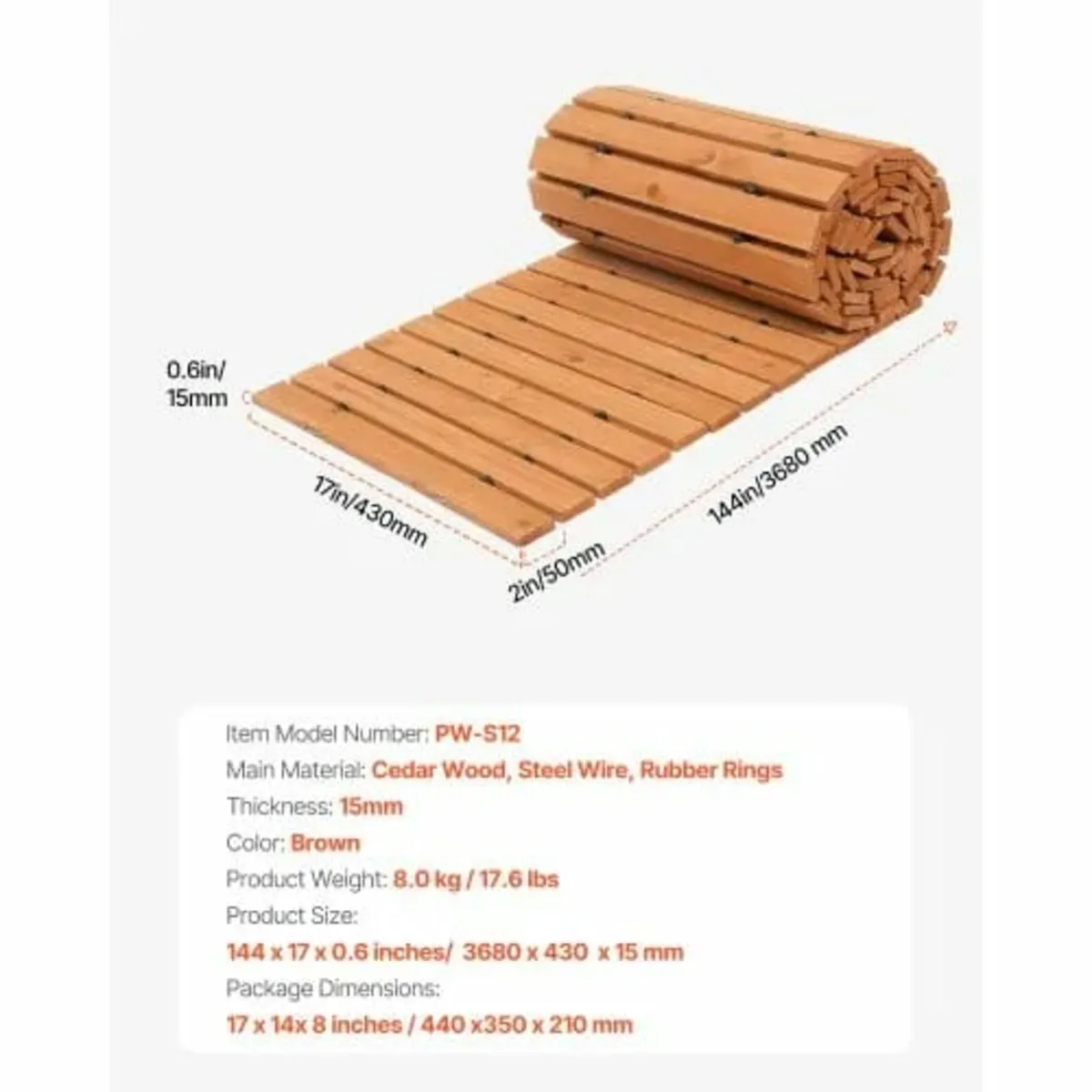 12 ft L x 17 in W Straight Wooden Garden Pathway R - Image 3