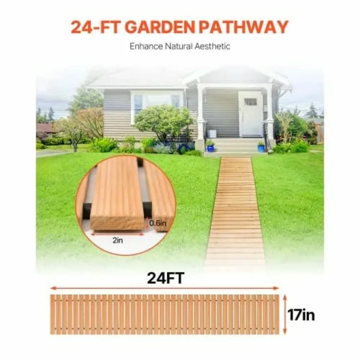 16 ft L x 17 in W Straight Wooden Garden Pathway R - Image 2