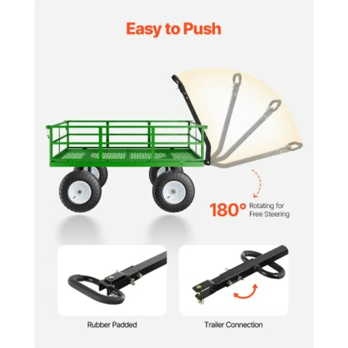 Steel Garden Cart 1200lbs Capacity Heavy Duty Wago - Image 4