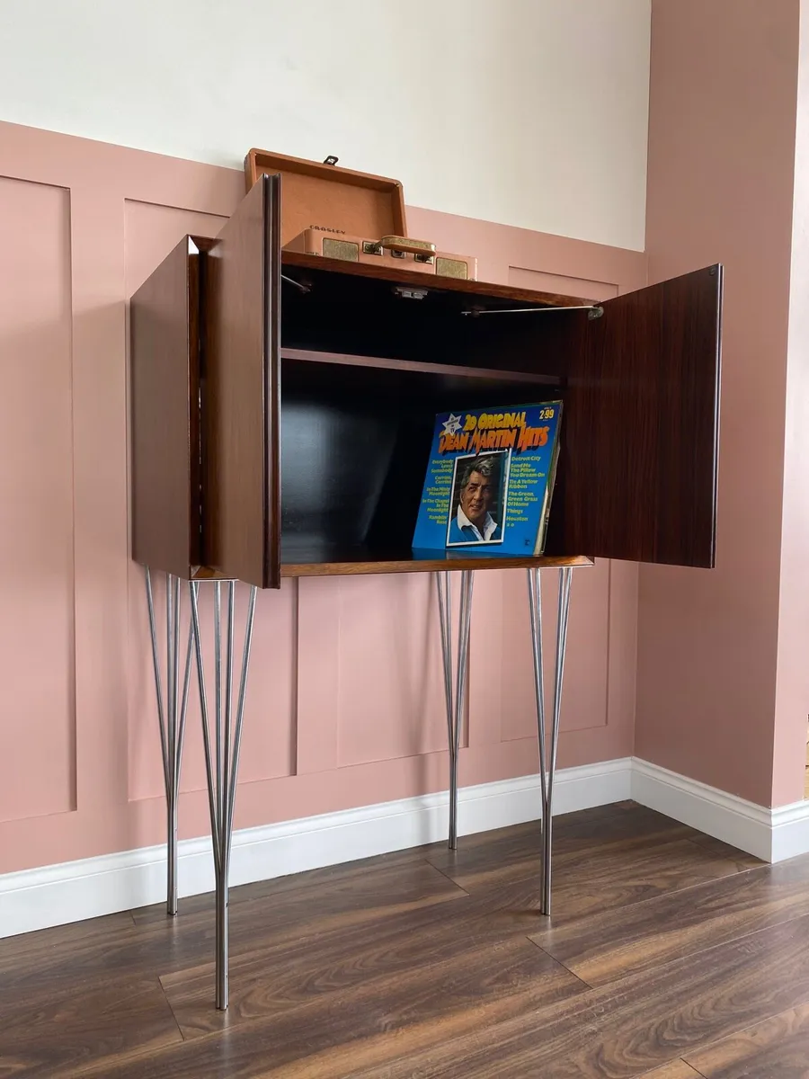 Mid Century Danish Cocktail / Record Cabinet - Image 4