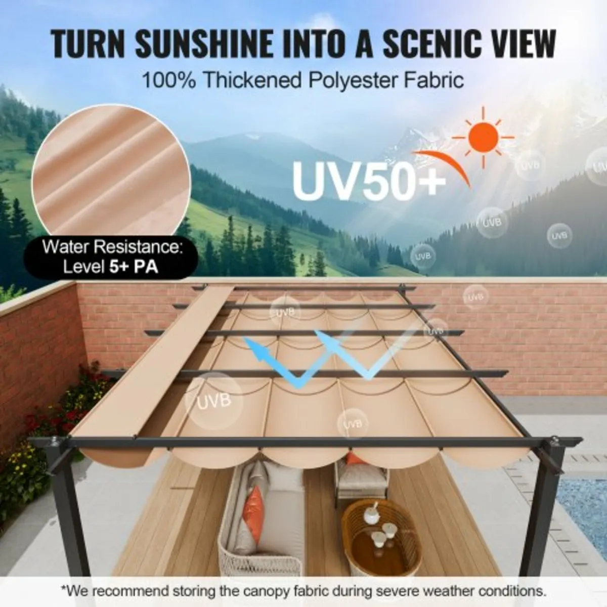 12'x16' Outdoor Retractable Pergola with Sun Shade - Image 3