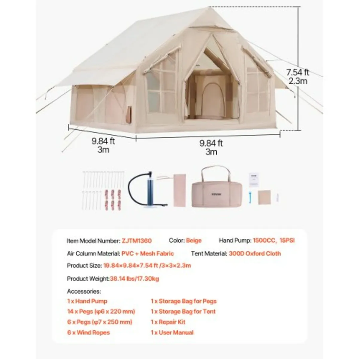 Inflatable Tent for Camping 4-6 Person Glamping Te - Image 3