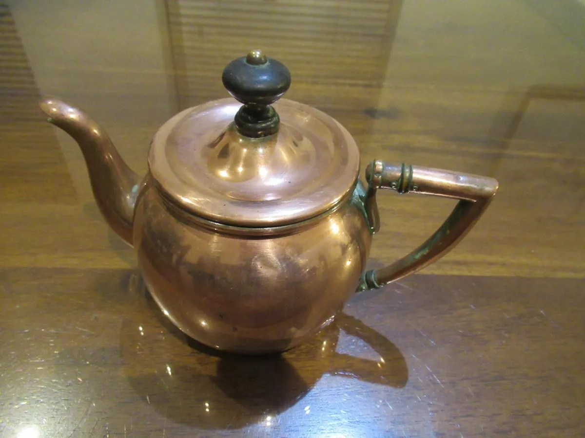 antique vintage brass tea pot cottage pub man cave - Image 2