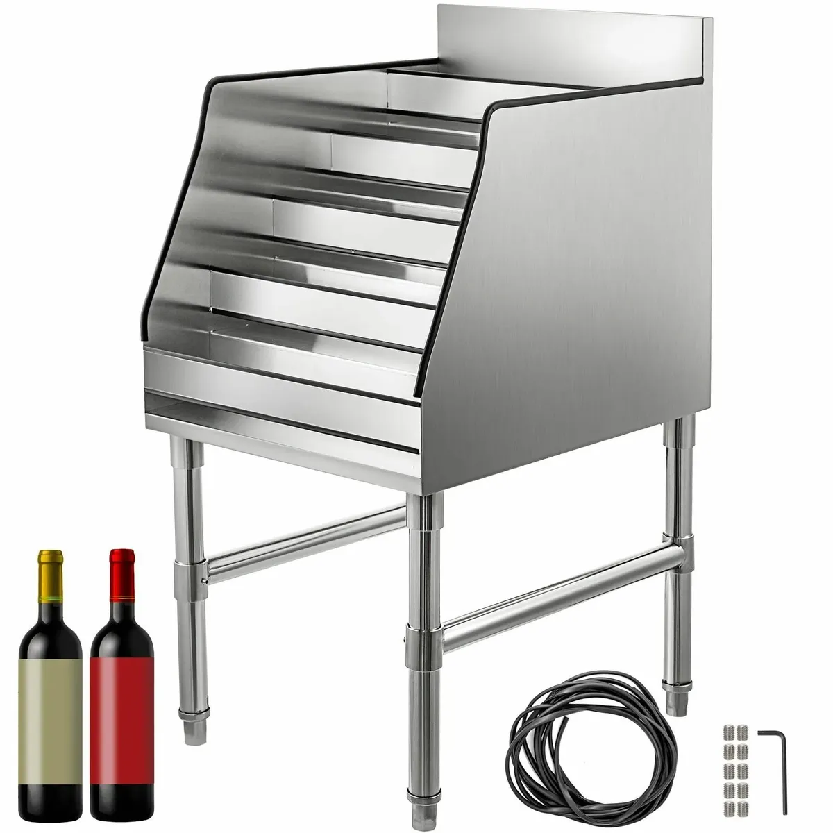 Wine Rack 12" 5 Tier Stainless Steel Display Shelf - Image 1