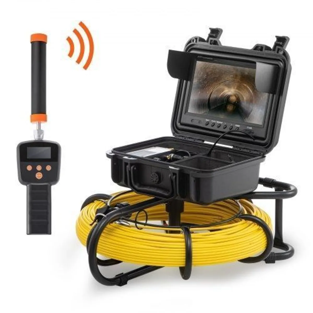Sewer Camera Pipe Inspection Camera w/ 512hz Sonde 9in 720p Screen 300 ft - Image 1