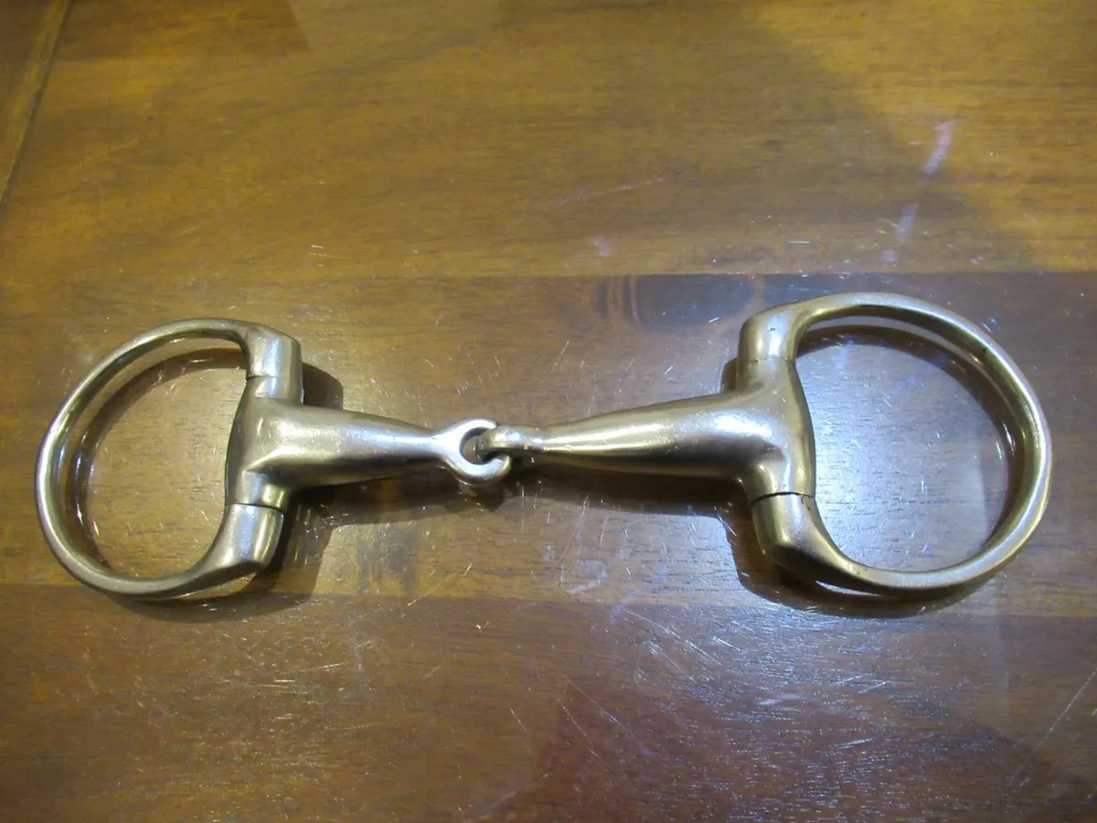 antique vintage D ring snaffle horse bit bridal - Image 1