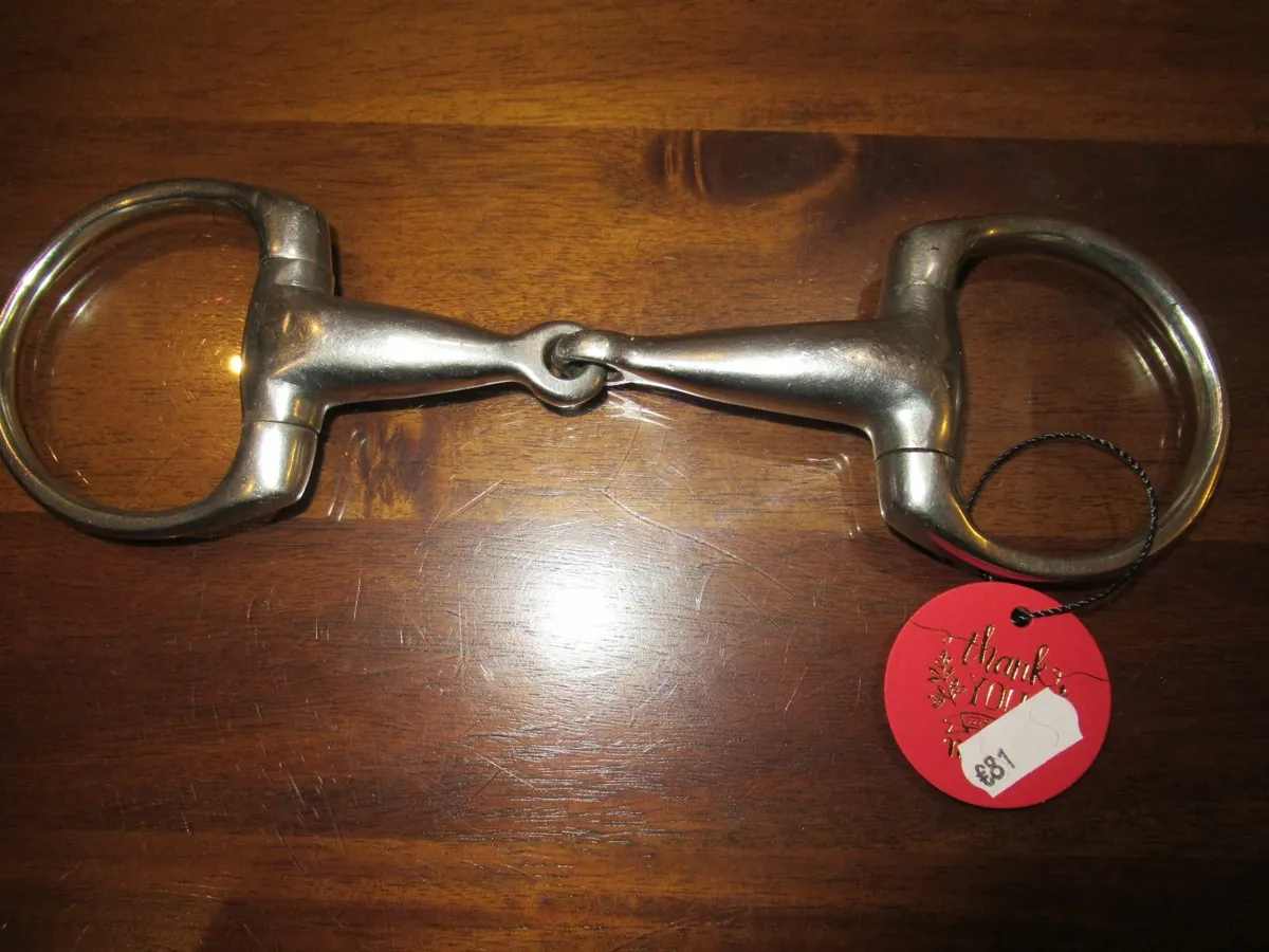 antique vintage D ring snaffle horse bit bridal - Image 2