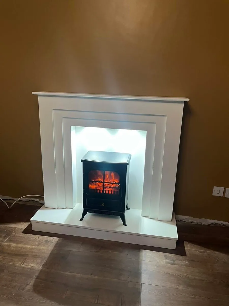 White Fireplace surround and stove - Image 2