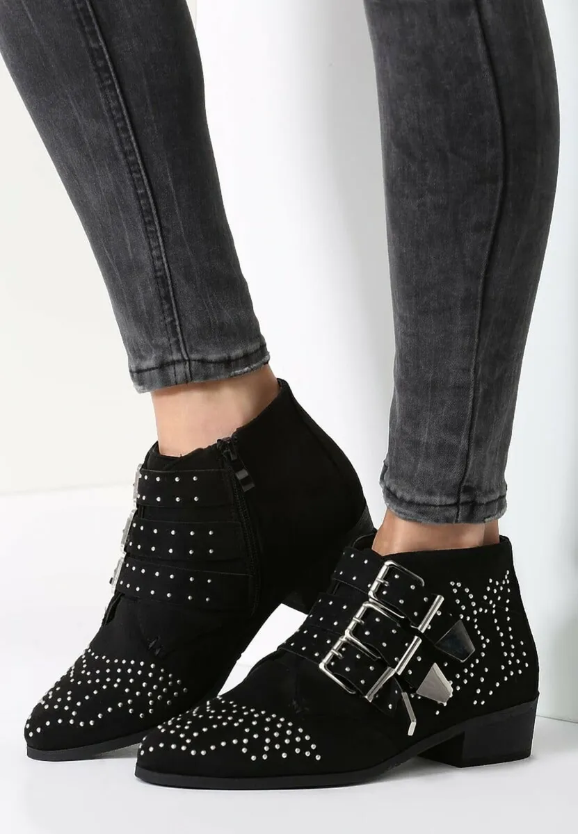 🖤 Studded Buckle Ankle Boots – Edgy & Chic - Image 1