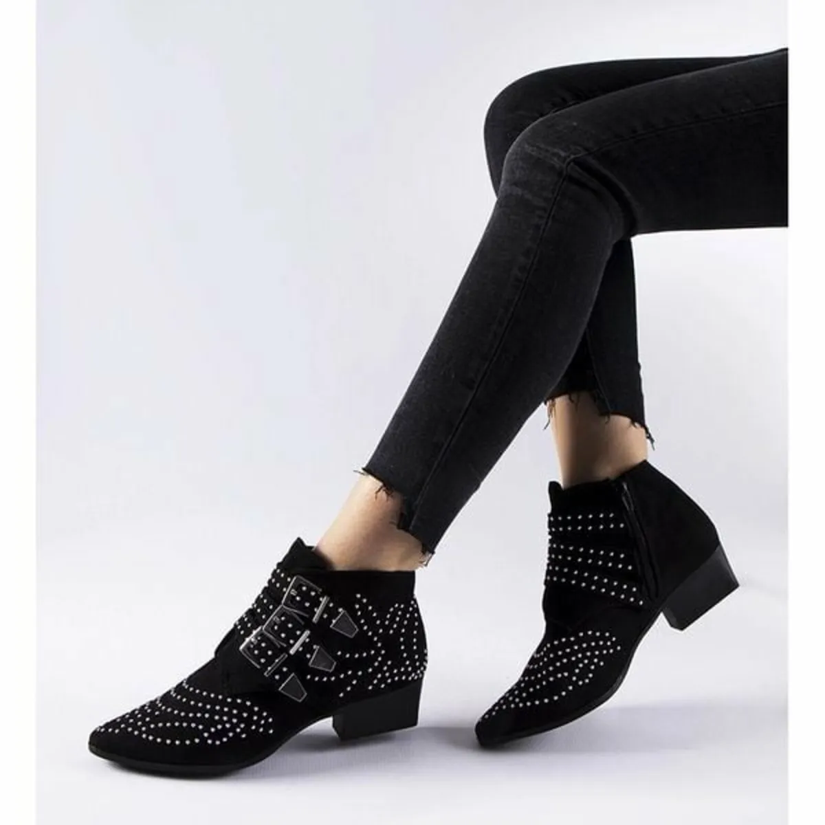 🖤 Studded Buckle Ankle Boots – Edgy & Chic - Image 2