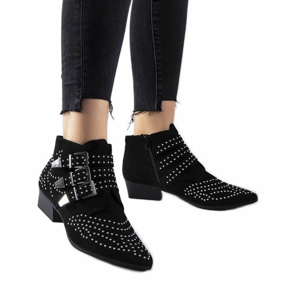 🖤 Studded Buckle Ankle Boots – Edgy & Chic - Image 3