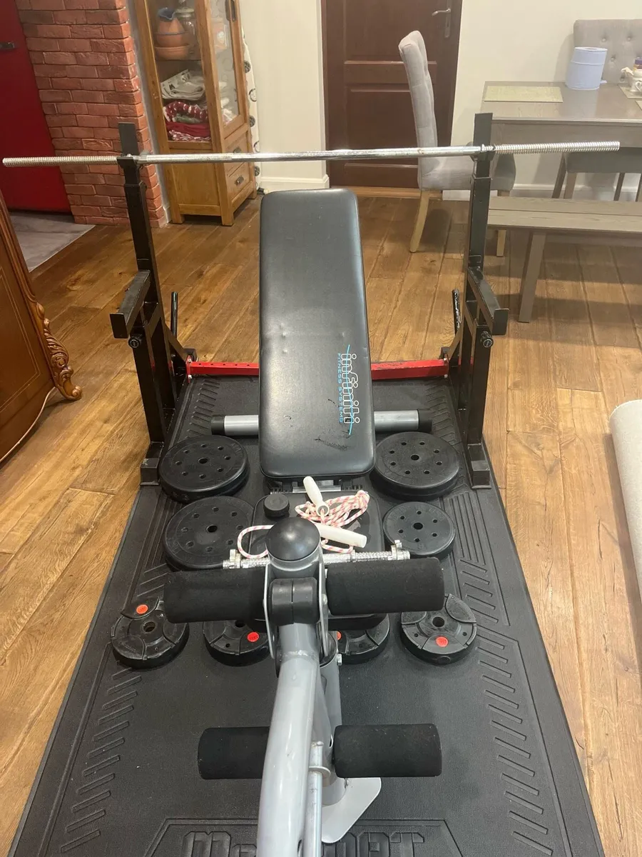 Rack bench barbell dumbbells and weights - Image 1