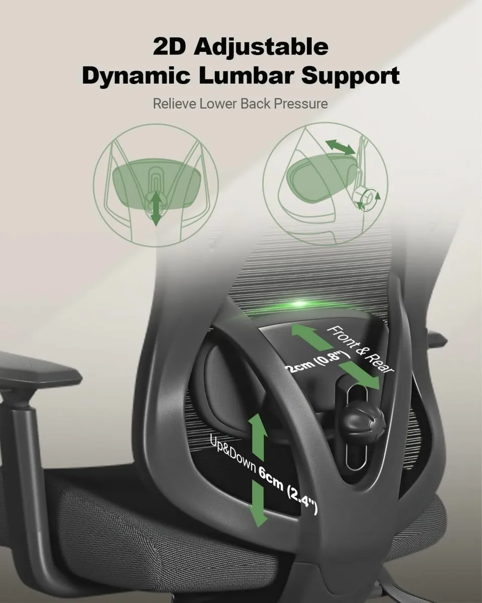 Ergonomic Office Chair Adjustable Lumbar Support & - Image 4
