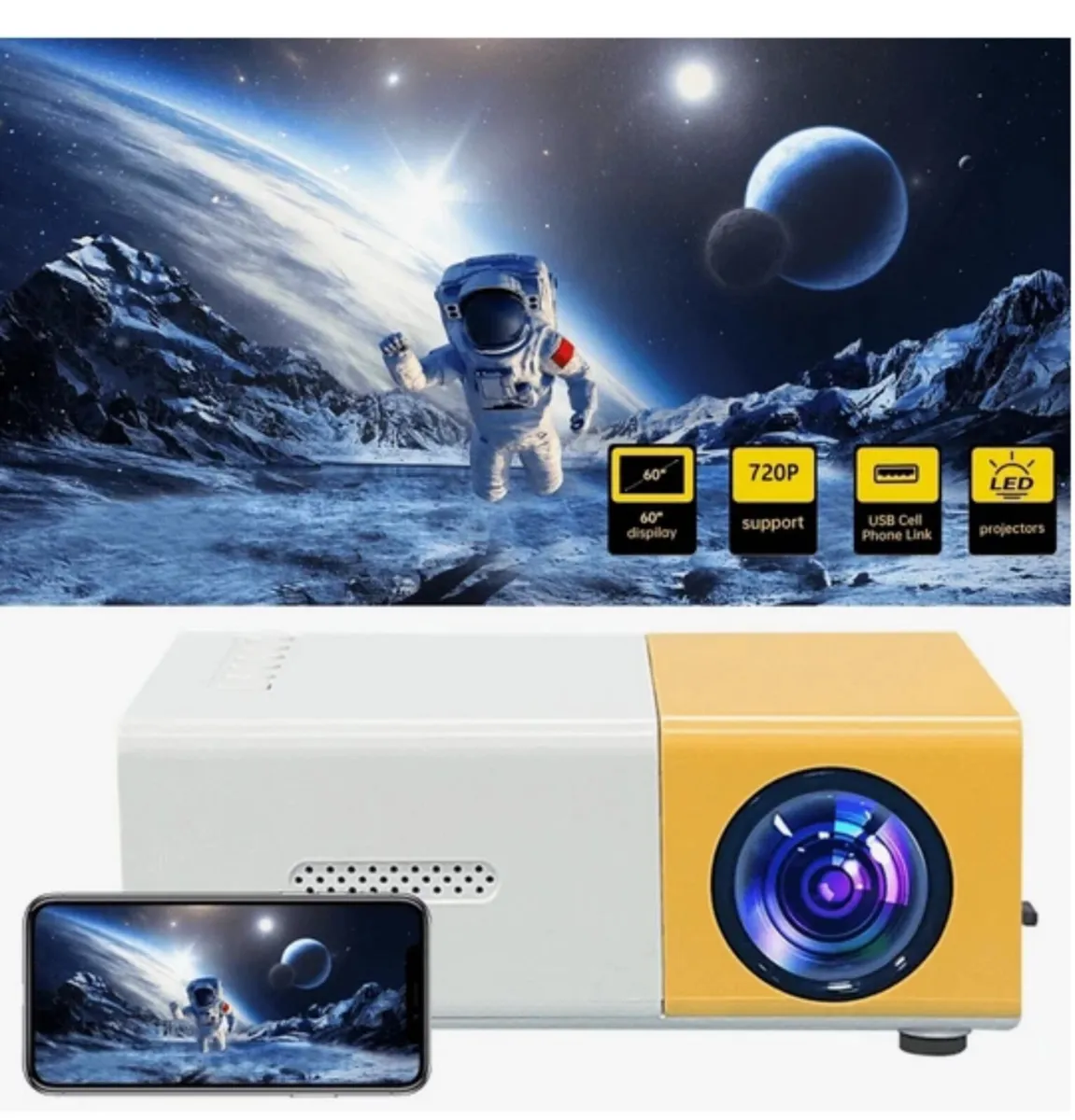 Mini Projector 1080P USB Power Portable - Image 1