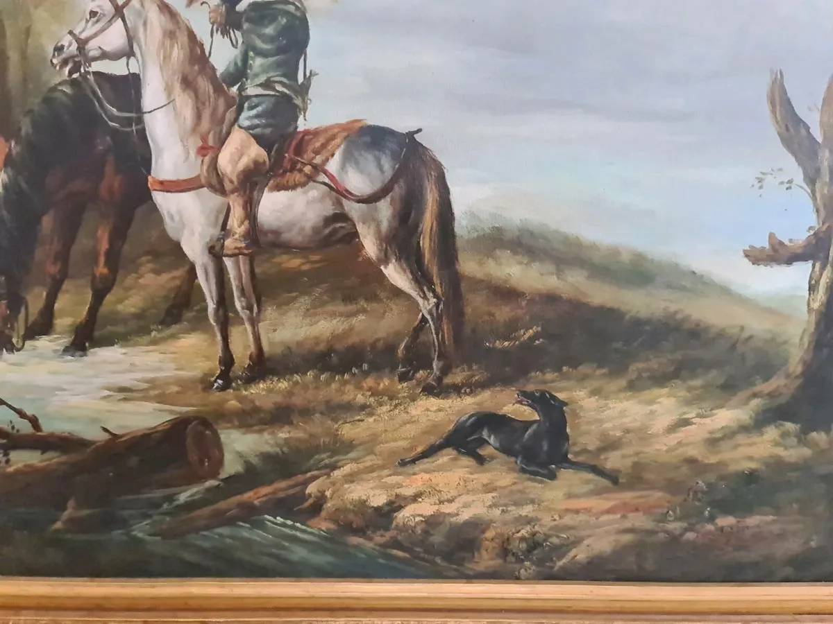 Oil on canvas vintage painting - Image 2