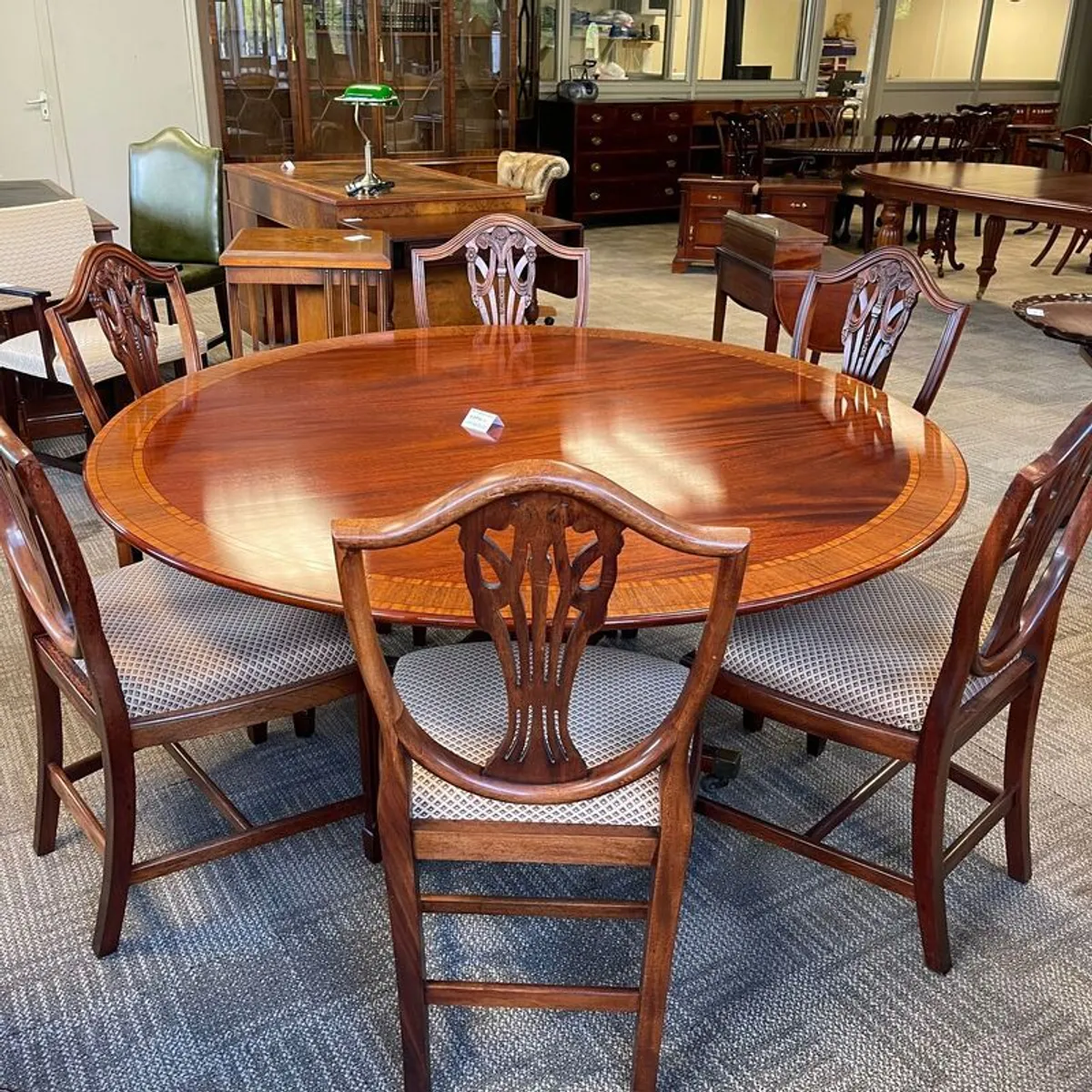 William Tillman, regency round dining table & six high back chairs. - Image 1