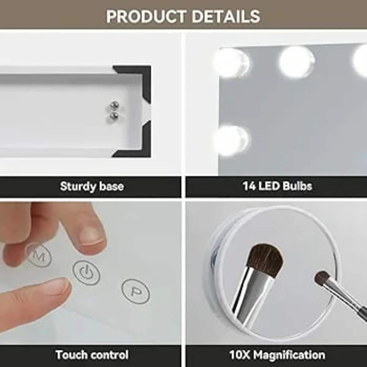 Hollywood Vanity Mirror with Lights, 50×42cm Large - Image 3