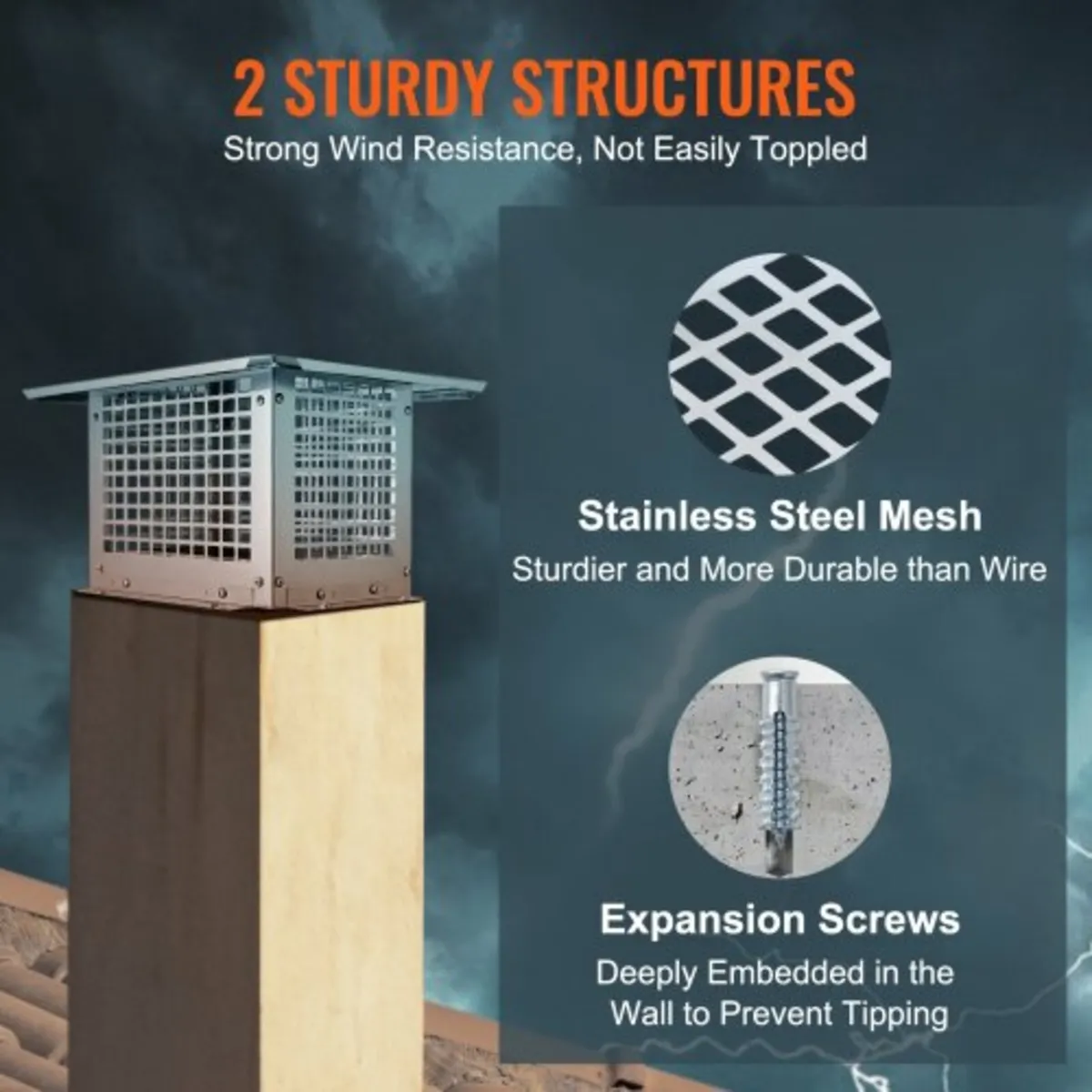 Chimney Cap, 431.8x431.8mm, 304 Stainless Steel Fi - Image 2