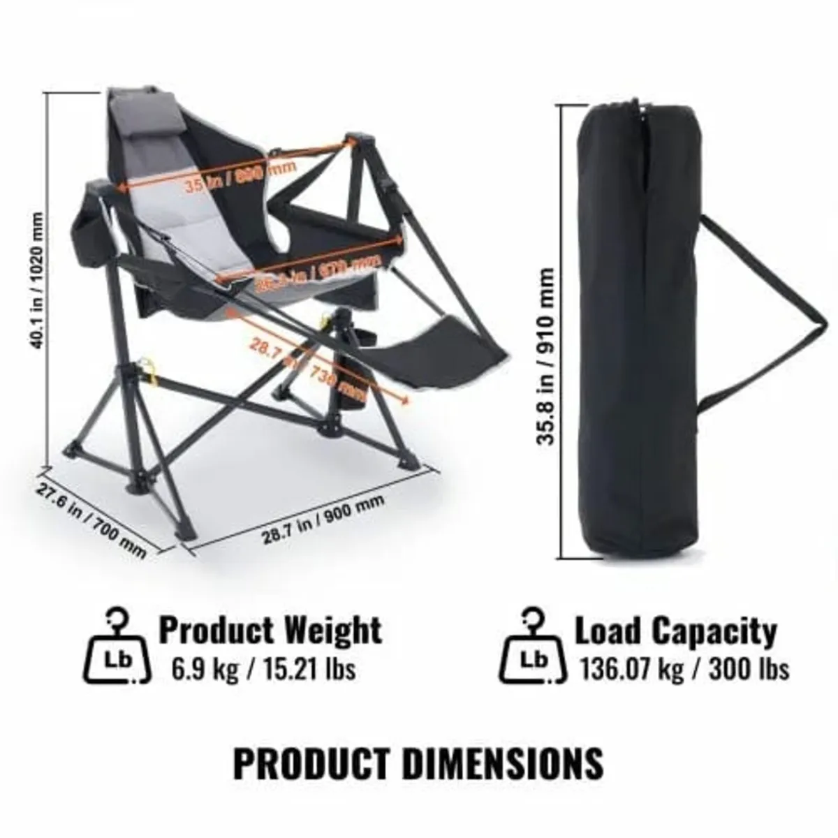Camping Chair Hammock Chair 300 lbs Load Capacity - Image 3