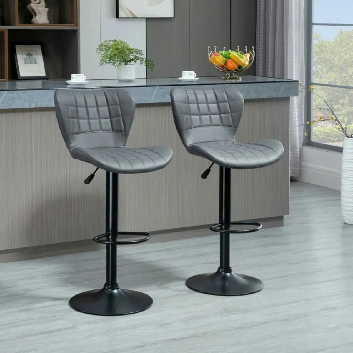 Bar Stools Set of 2 Adjustable Height Swivel Bar C - Image 2