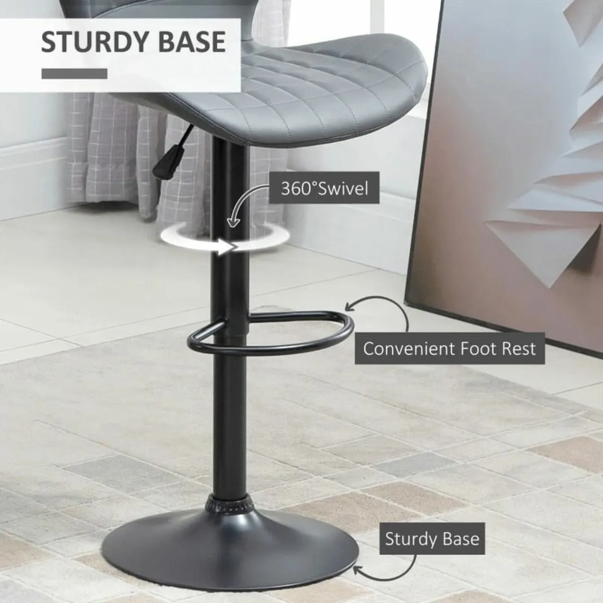 Bar Stools Set of 2 Adjustable Height Swivel Bar C - Image 3