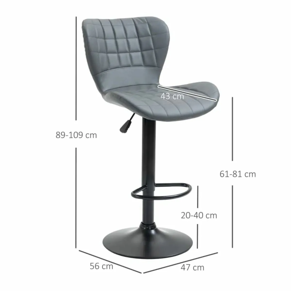 Bar Stools Set of 2 Adjustable Height Swivel Bar C - Image 4