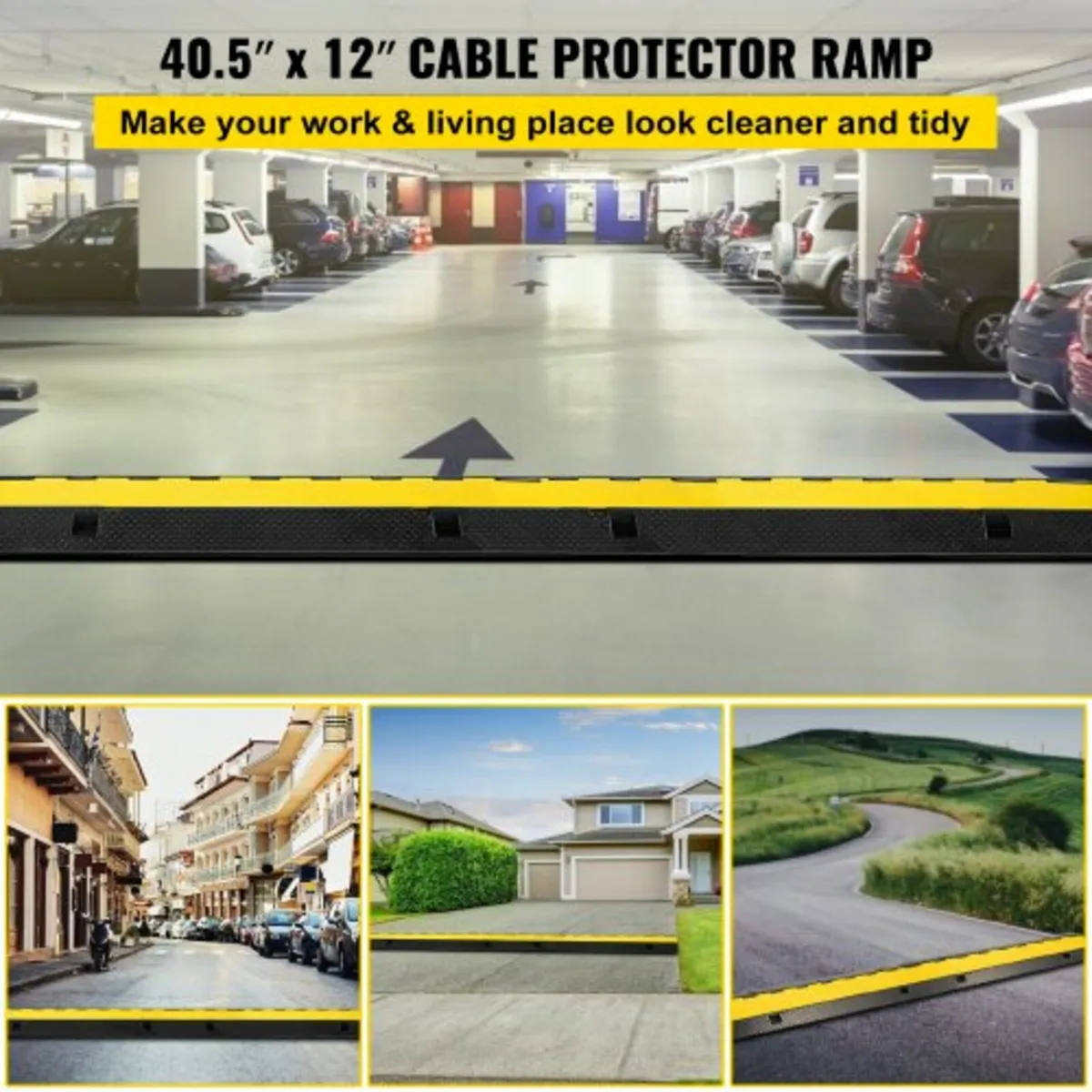 3 Channel Rubber Cable Protector Ramp 103x30x5.5 c - Image 2
