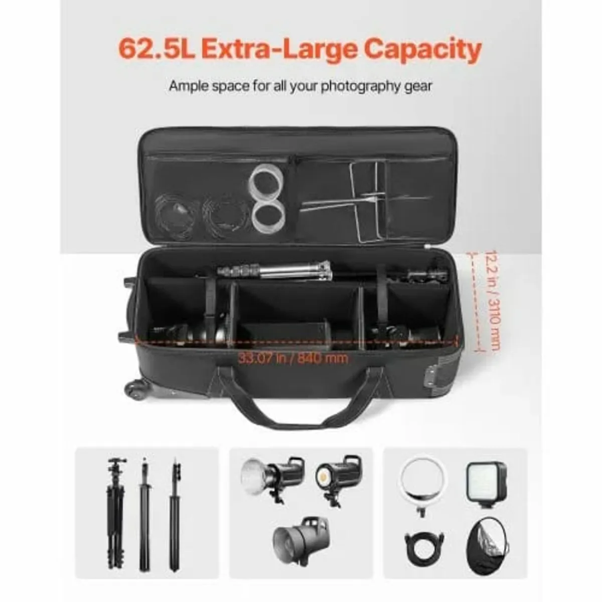 Studio Equipment Trolley Case 910x300x355mm (35.83 - Image 4