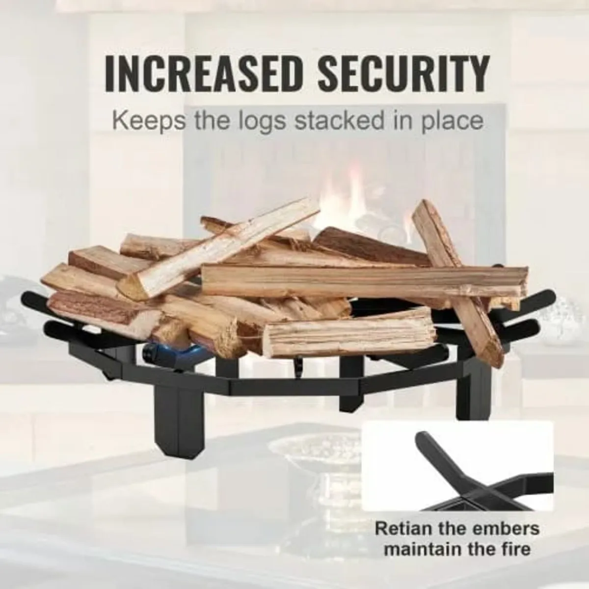 Log Grate, 27 inch Heavy Duty Wheel Fire Grate wit - Image 2