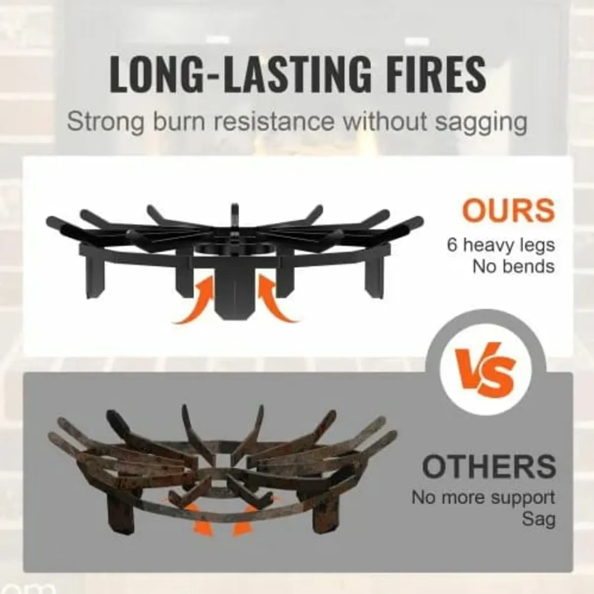 Log Grate, 27 inch Heavy Duty Wheel Fire Grate wit - Image 3