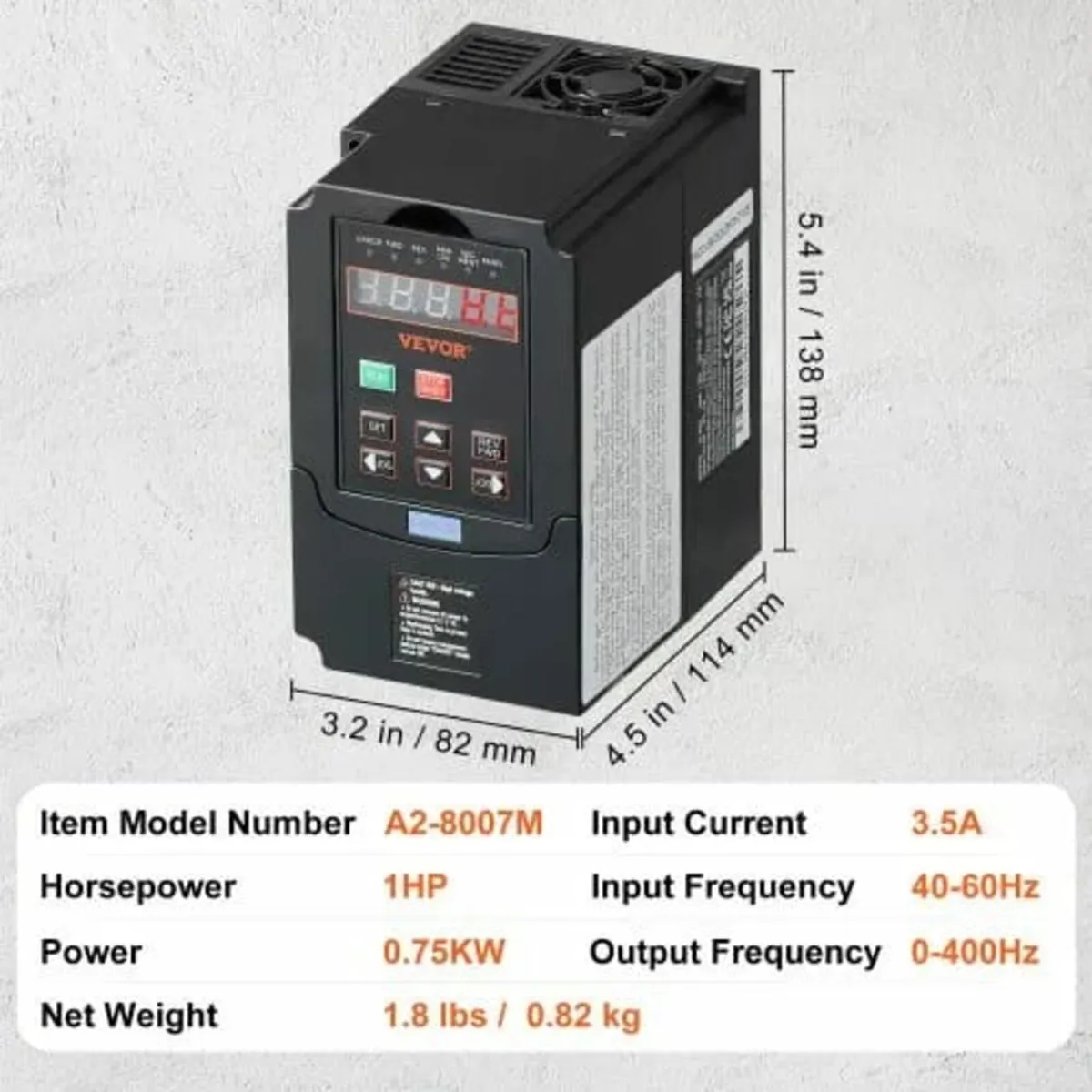 VFD 1HP 0.75KW 3.5Amps 220V 1 or 3 Phase Input to - Image 4