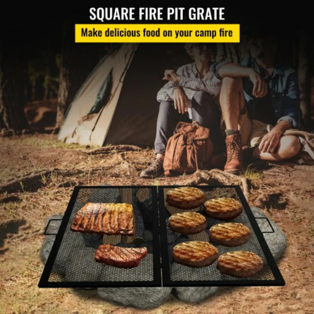 Square Cooking Grate Fire Pit Grill Grate w/ X Mar - Image 3