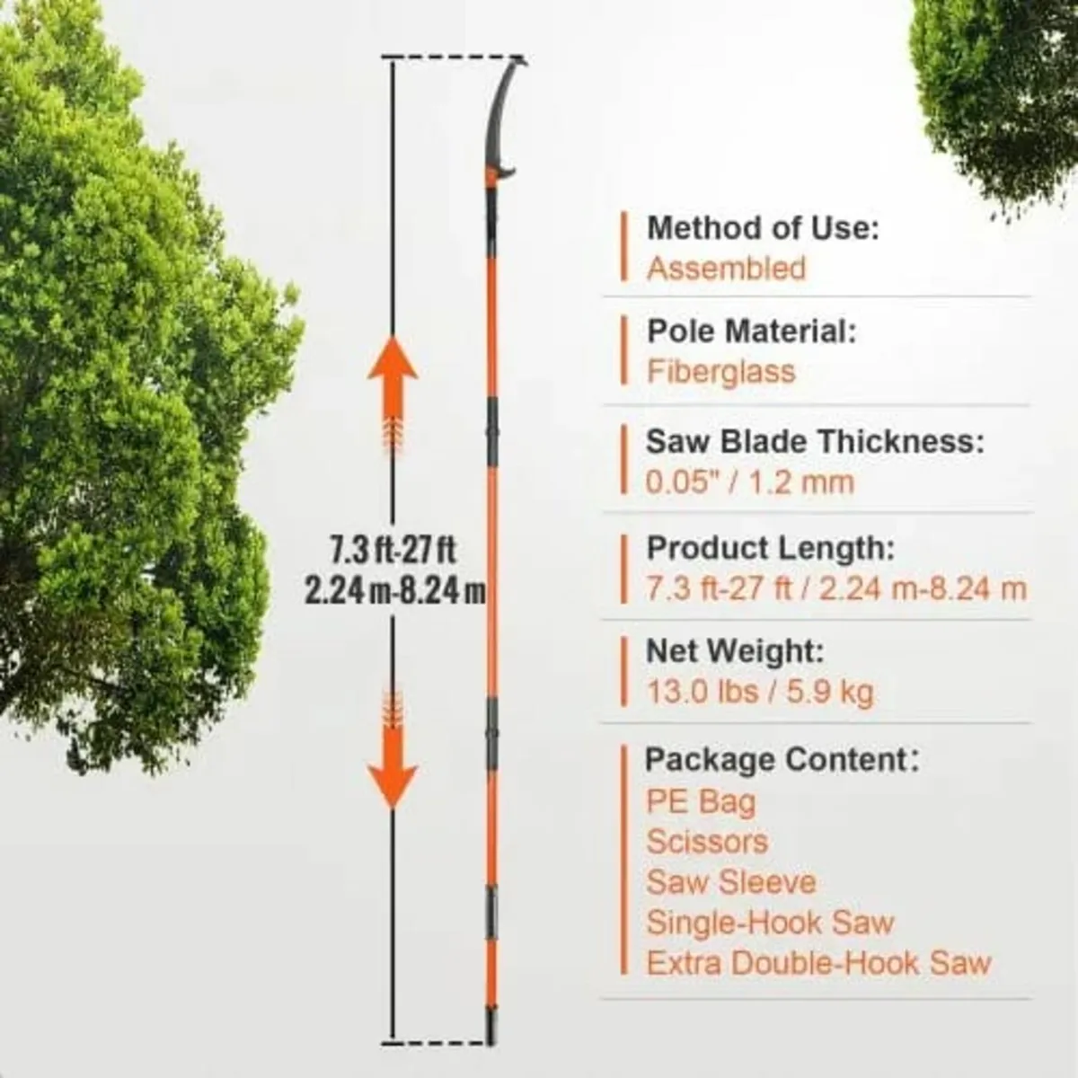 Pole Saw, 2.2-8.2 m Extendable Tree Pruner, Sharp - Image 4