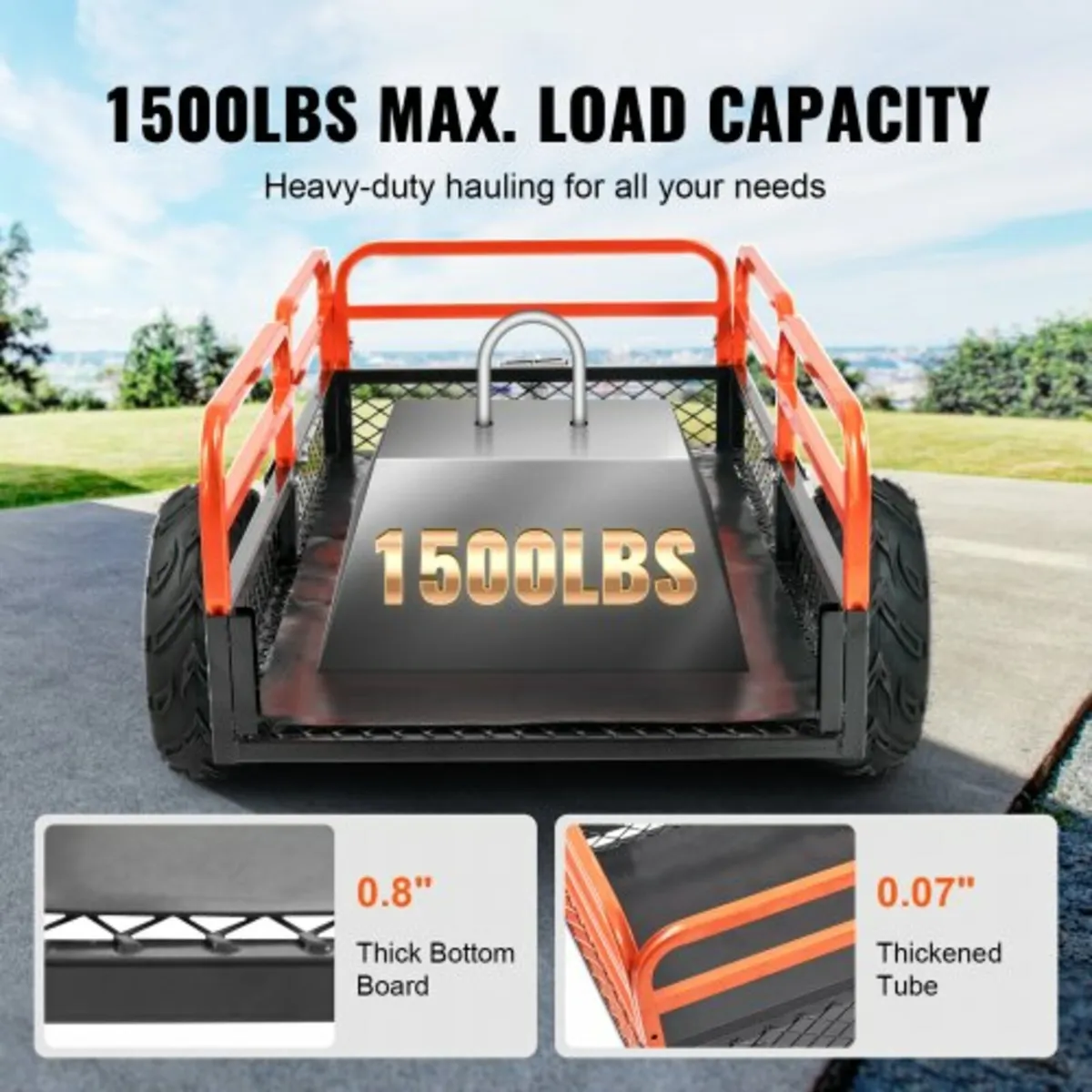 Heavy Duty Steel ATV Dump Trailer, 680 kg Load Cap - Image 3