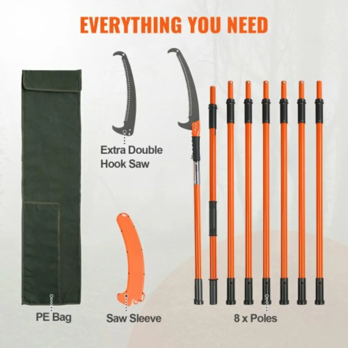 Manual Pole Saw, 2.2 - 8.2 m Extendable Tree Prune - Image 4