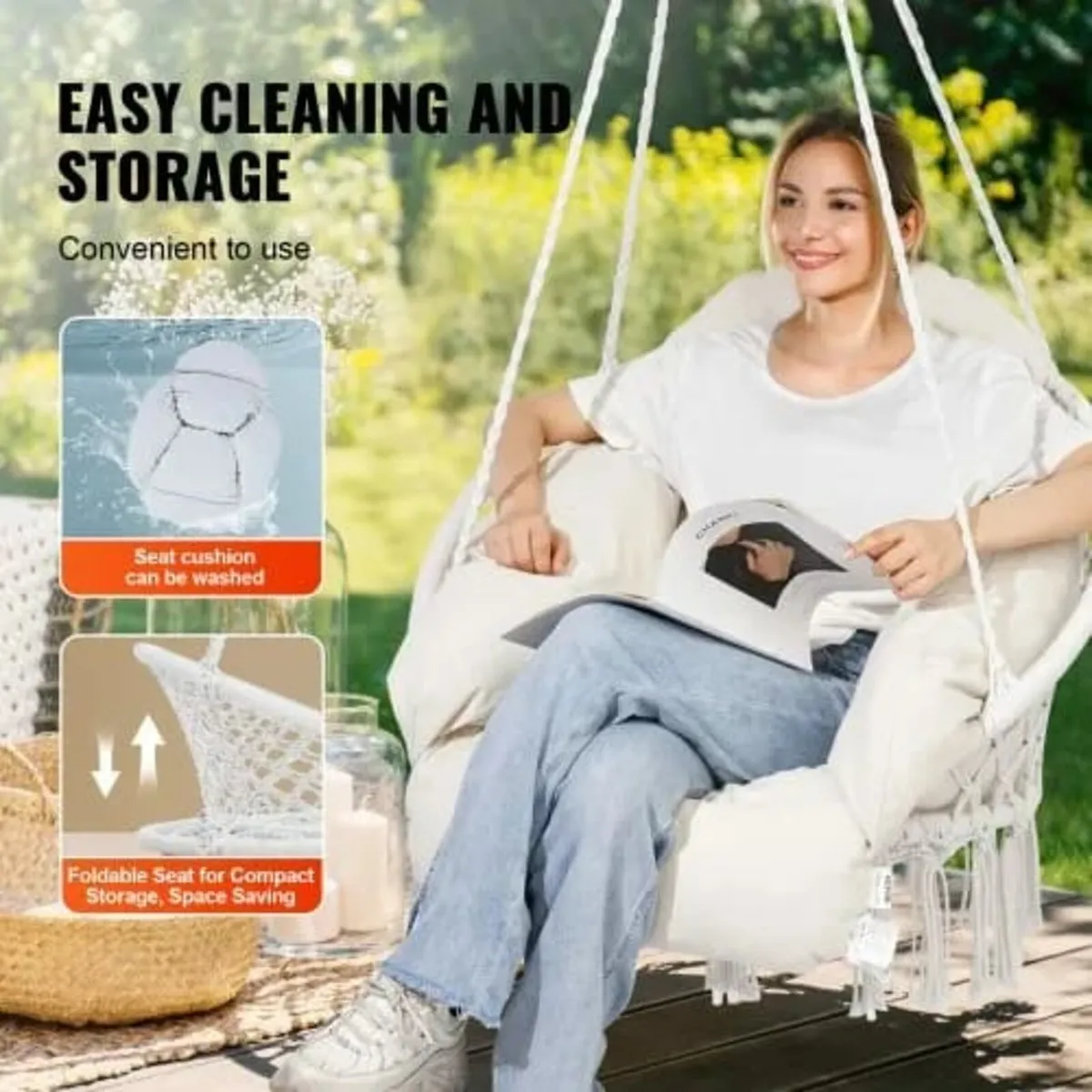 Hanging Hammock Swing Chair, Macramé Hanging Chair - Image 3