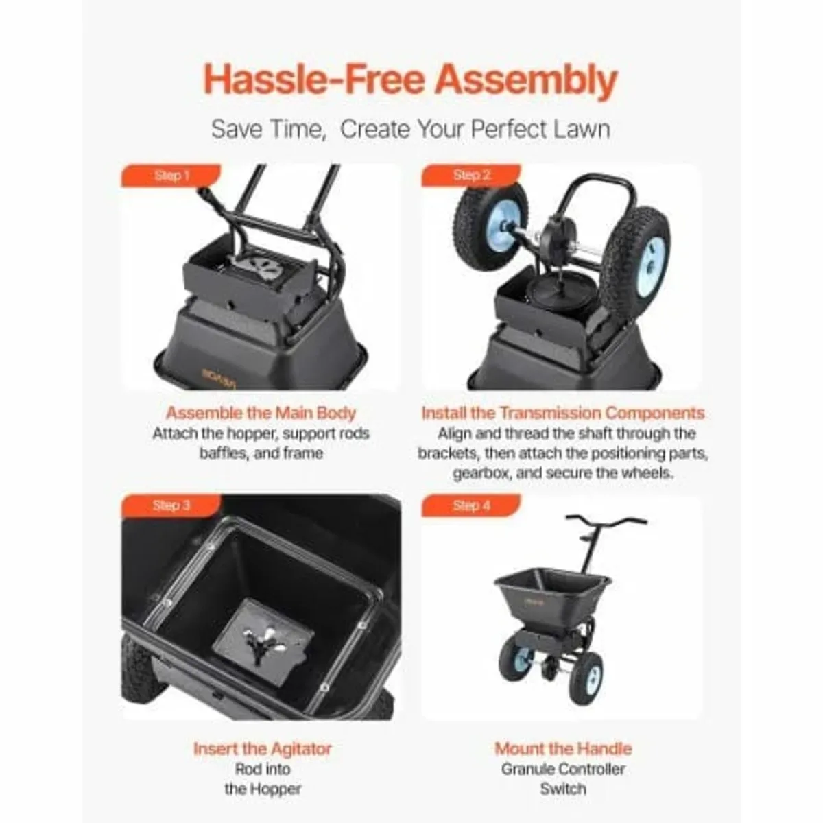 Walk-Behind Push Broadcast Spreader 100LB Capacity - Image 2