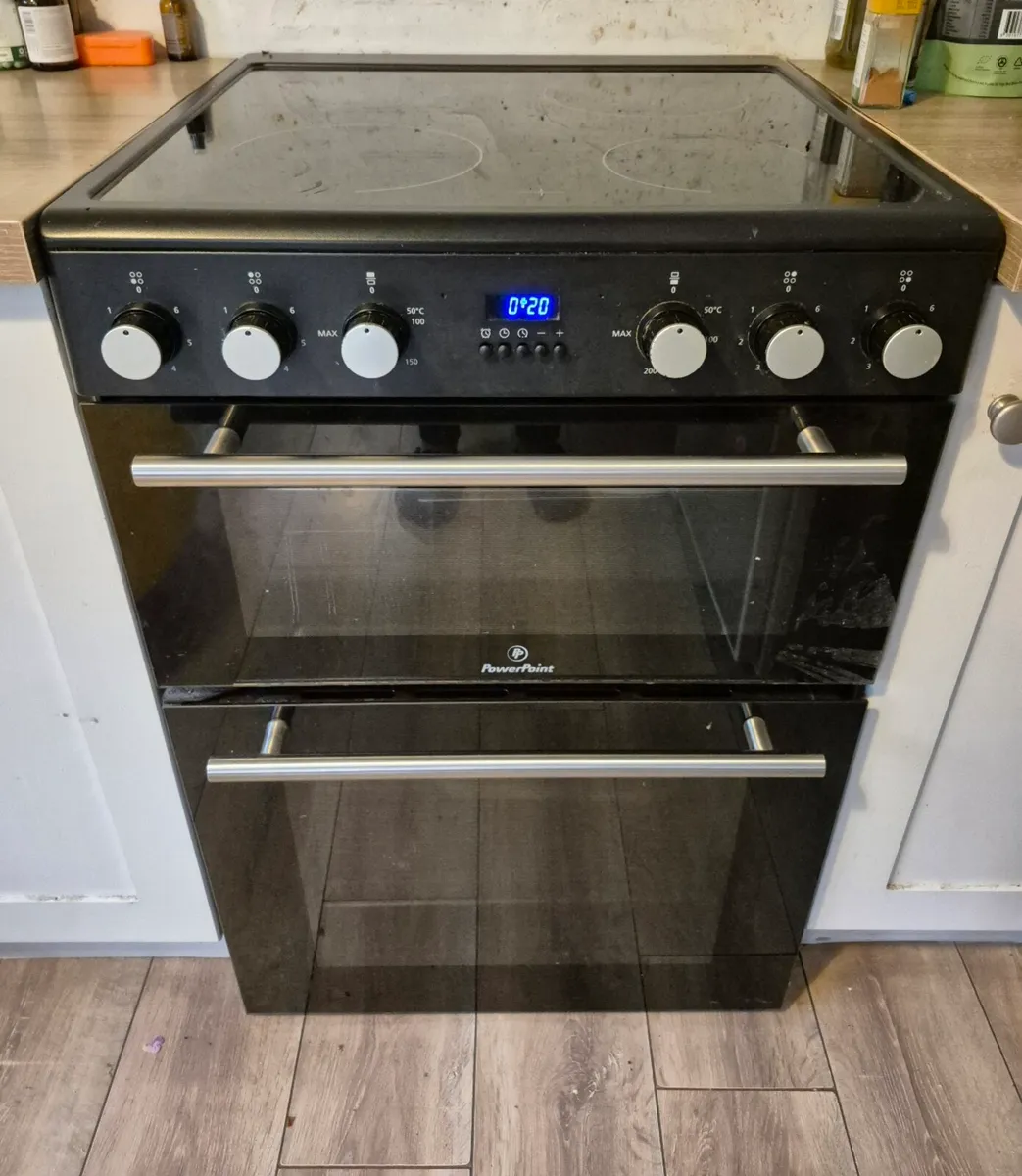 Powerpoint P06C2MDBL, 60cm, Double Oven & Hob, Bla