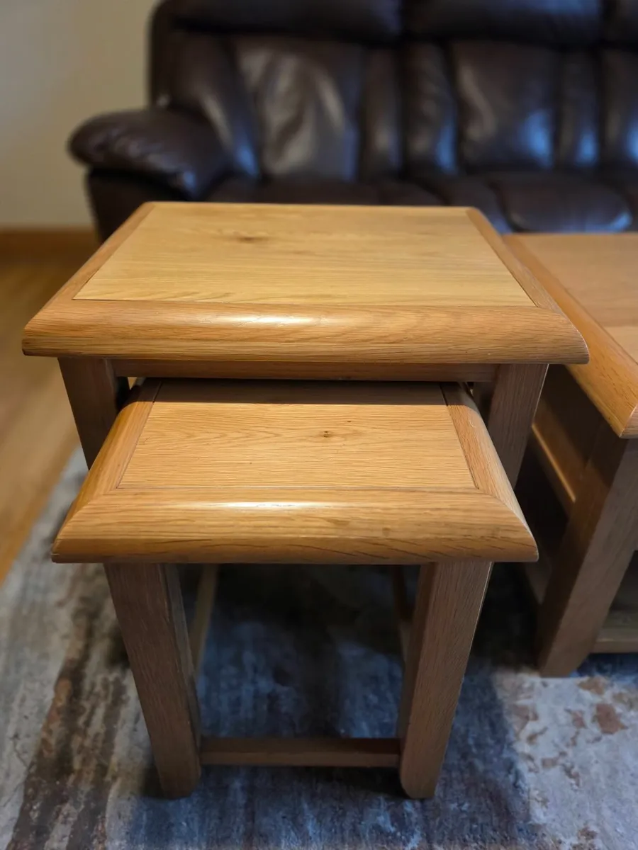 Oak Coffee Table and nest tables - Image 3