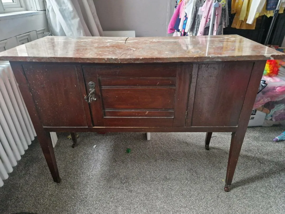Antique marble top storage unit - Image 1