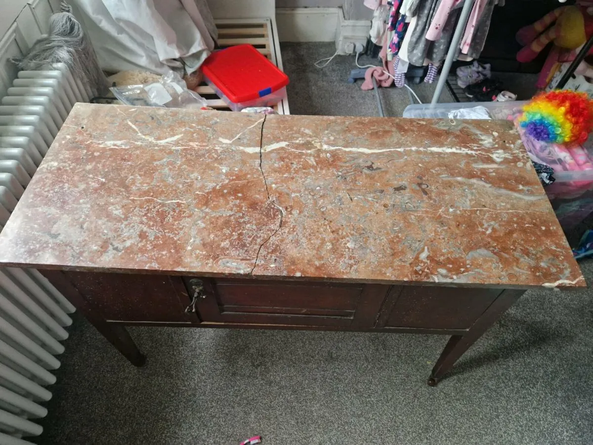 Antique marble top storage unit - Image 3