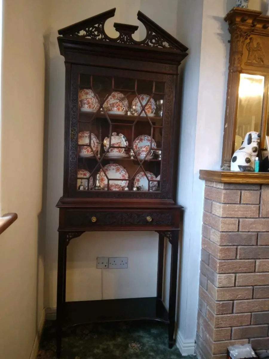 Antique Cabinet on Stand - Image 1