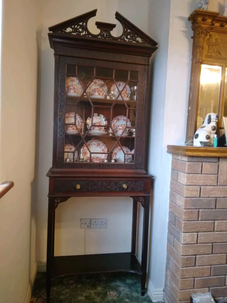 Antique Cabinet on Stand - Image 2