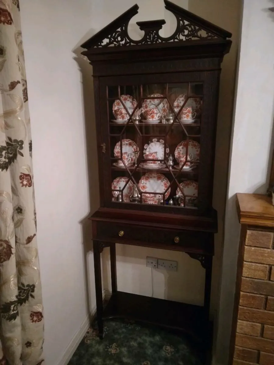 Antique Cabinet on Stand - Image 3