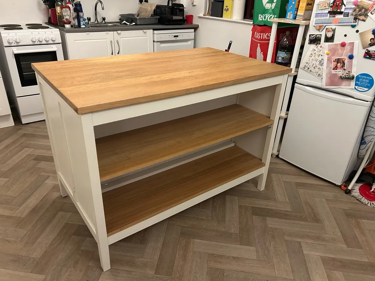 Kitchen island, electric fire, - Image 3