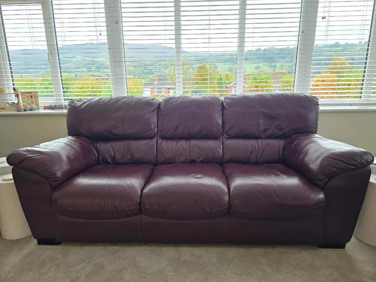3 Piece Burgundy Sofa Set - Image 1