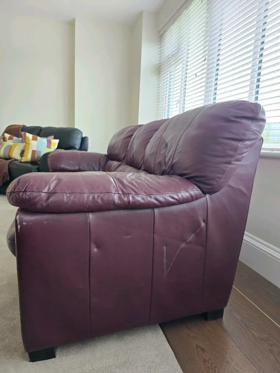 3 Piece Burgundy Sofa Set - Image 2