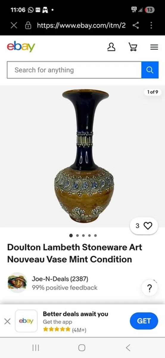 Florrie James Art Nouveau Doultan Lambeth Vase - Image 2